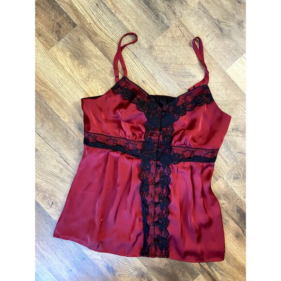 Vintage Romantic Goth Red Satin Lace Babydoll Cami Women's M - Picture 10 of 10